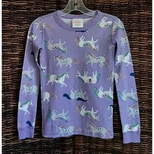 Hanna Andersson 100% Organic Cotton Long Sleeve Pajama Shirt Girl's 8 130 Horses